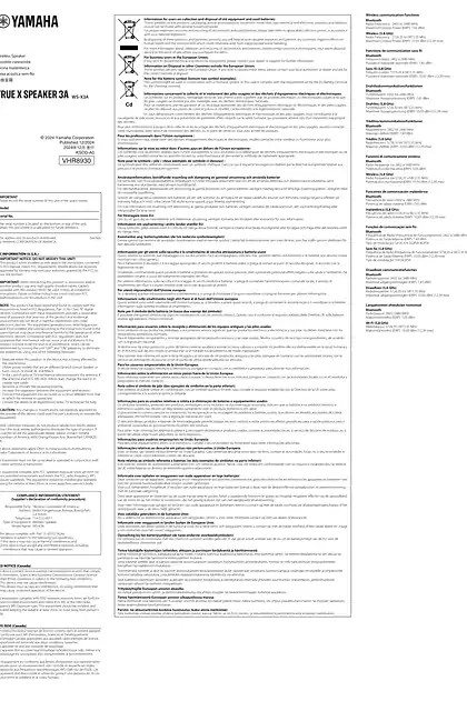 yamaha雅马哈WS-X3A Safety Guide 2